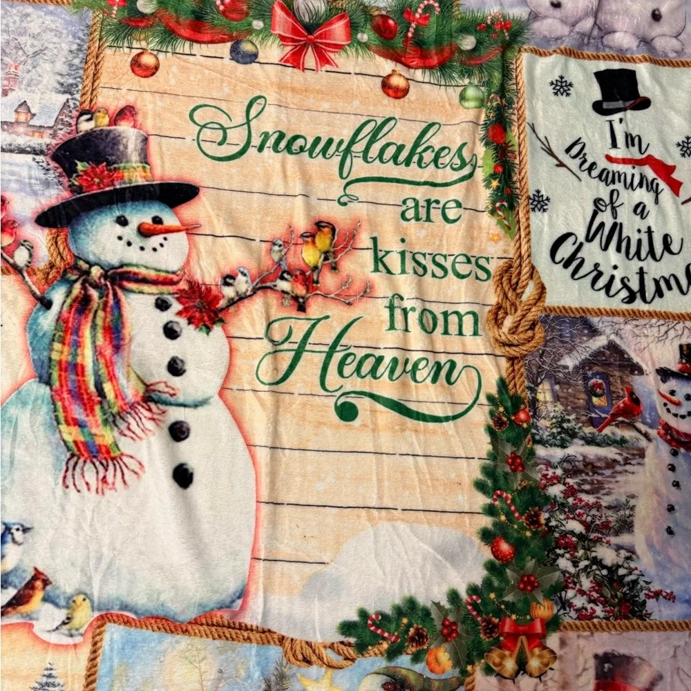 New 42*67 Holiday Snowman Throw Blanket – Festive Multi-Color